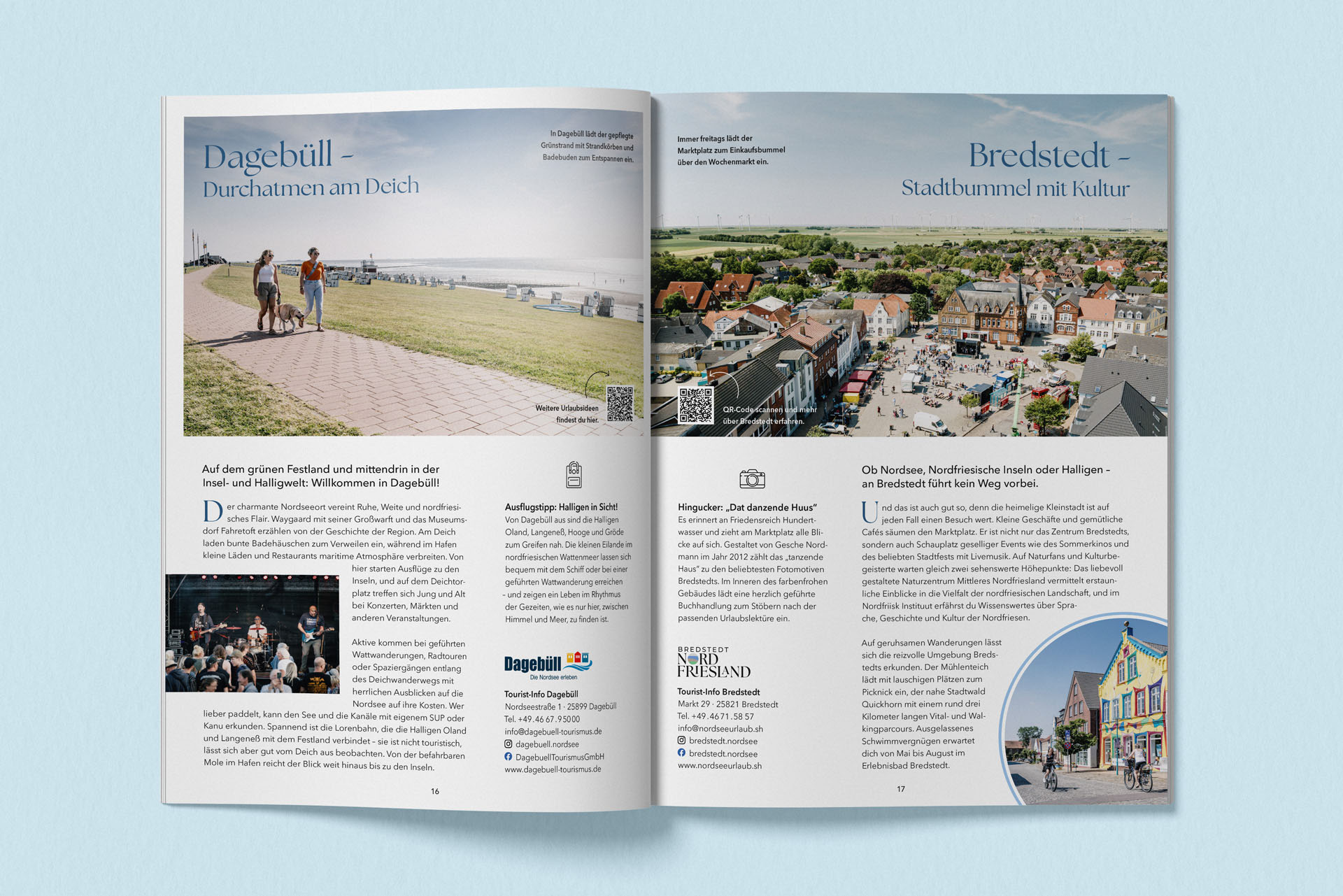 Auf dieser Doppelseite werden die nordfriesischen Orte Dagebüll und Bredstedt vorgestellt.