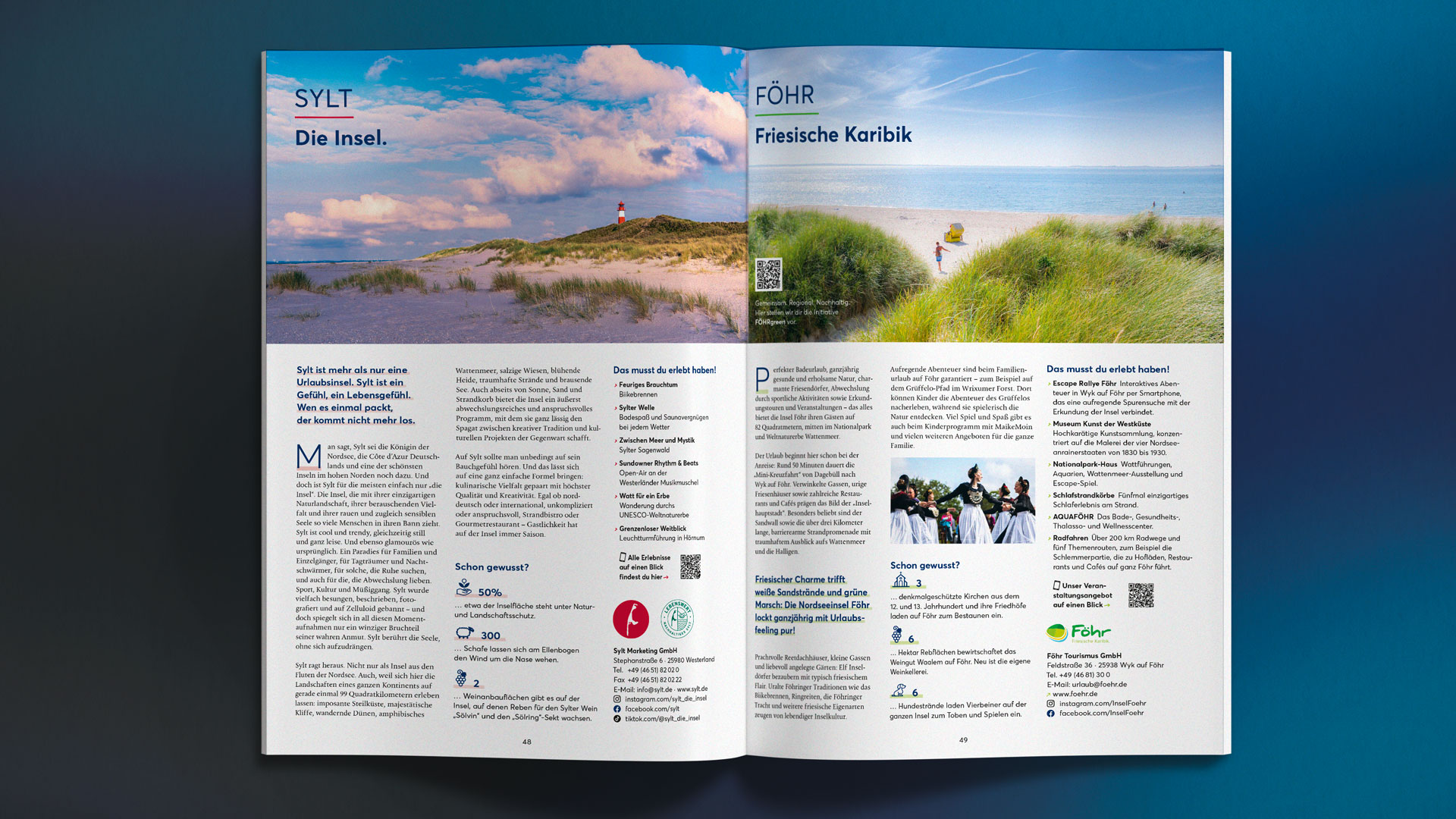 Diese Seiten informieren über die Urlaubsinseln Sylt und Föhr, die in der Nordsee liegen.