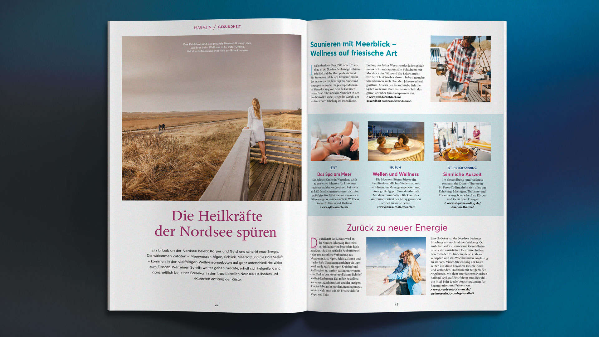 Hier wird über die Wellness-Angebote an der Nordsee Schleswig-Holstein hingewiesen.