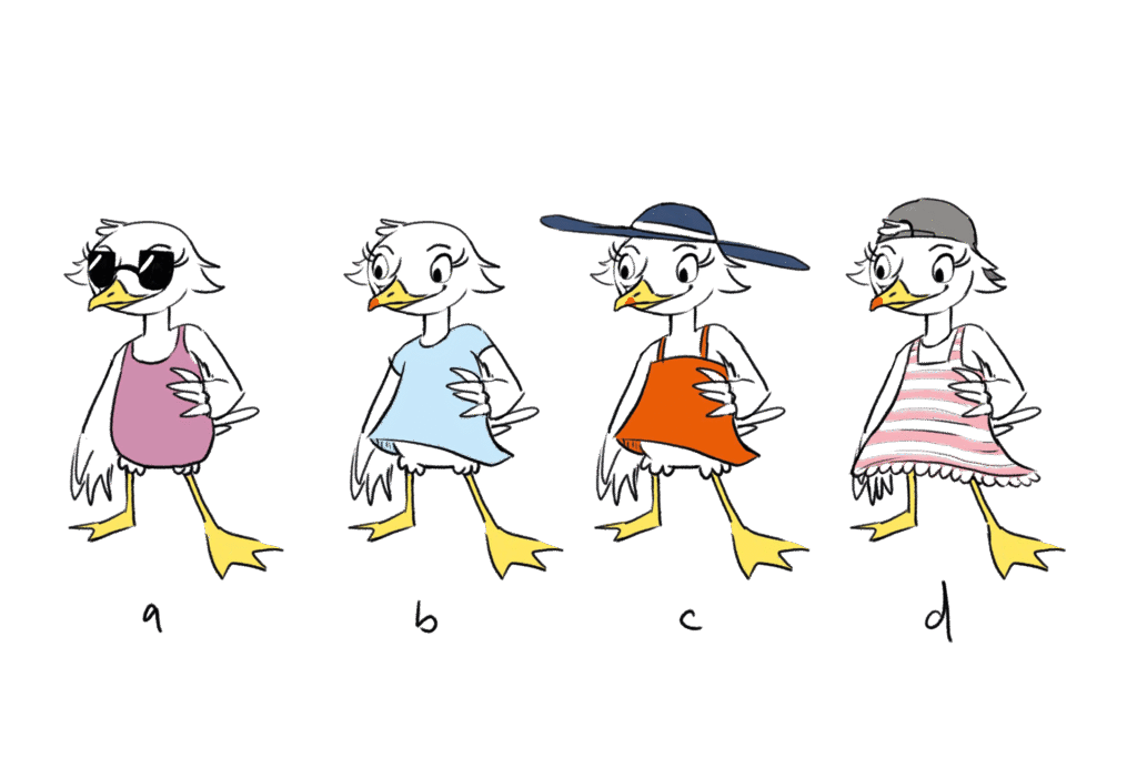 Vier sommerliche Outfit-Entwürfe für Nienchen.