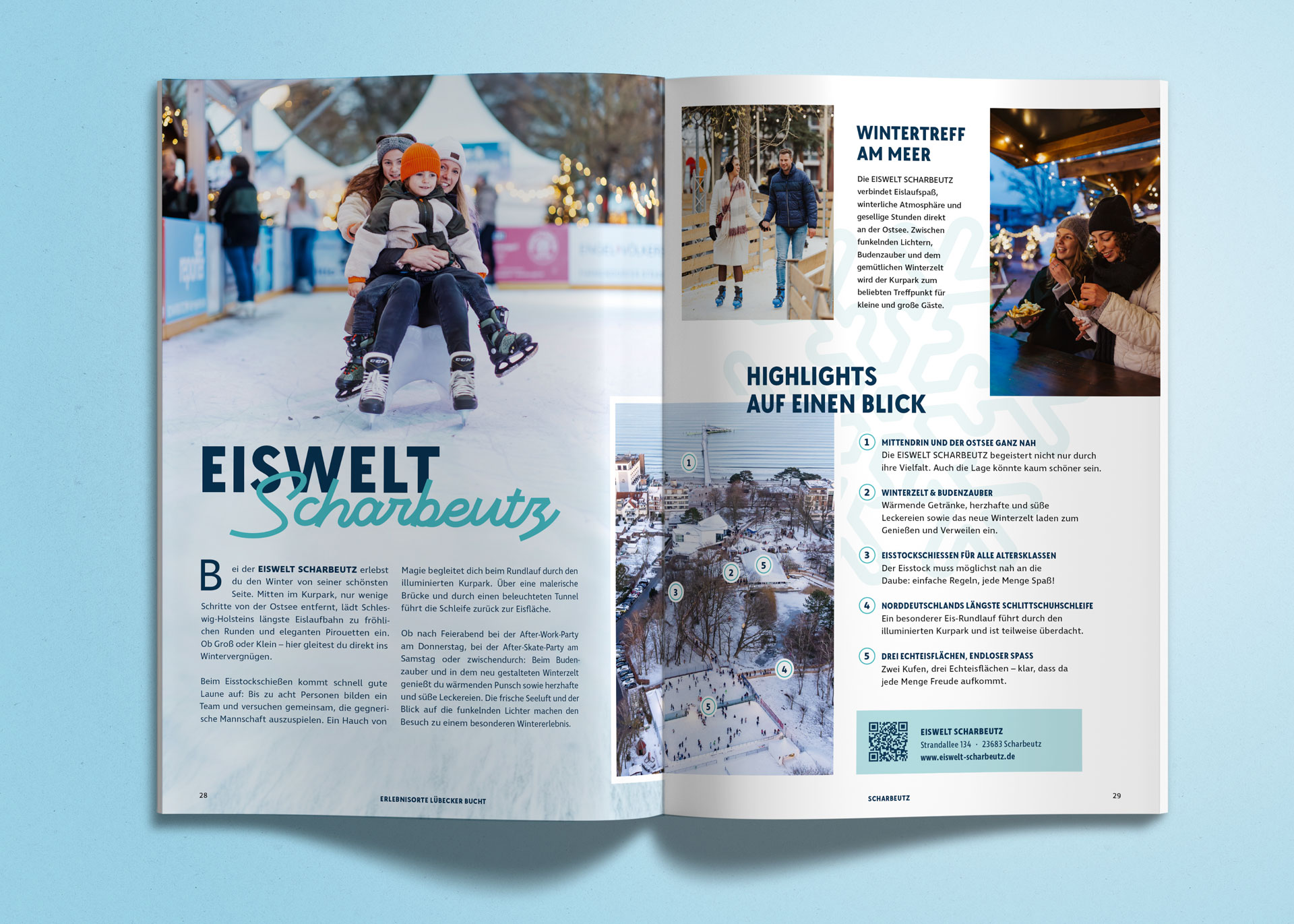 Abbildung einer Doppelseite über die Eiswelt Scharbeutz