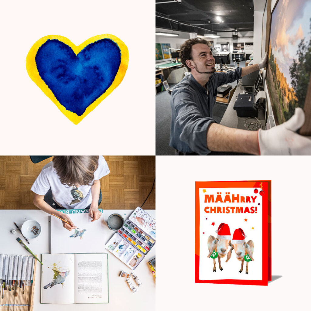 Eine Collage von Bildern und Grafiken deutet auf die Vielseitigkeit der unterstützten Projekte und Partner hin.