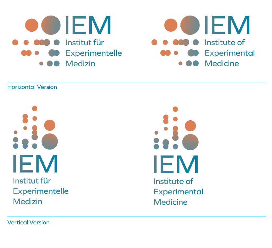 Hoch- und querformatige Logovarianten für das Institut für Experimentelle Medizin.