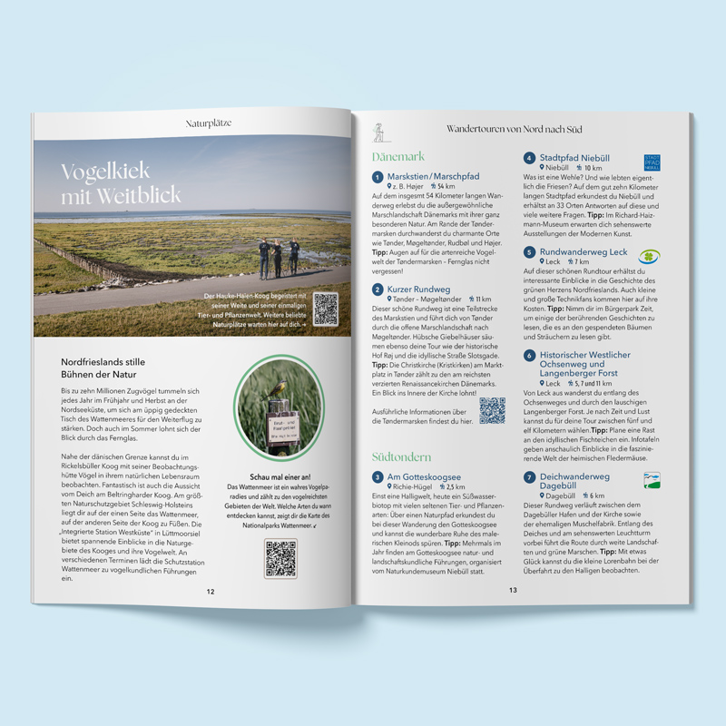 Die Broschüre informiert in kurzen Texten über die unterschiedlichen Routen.