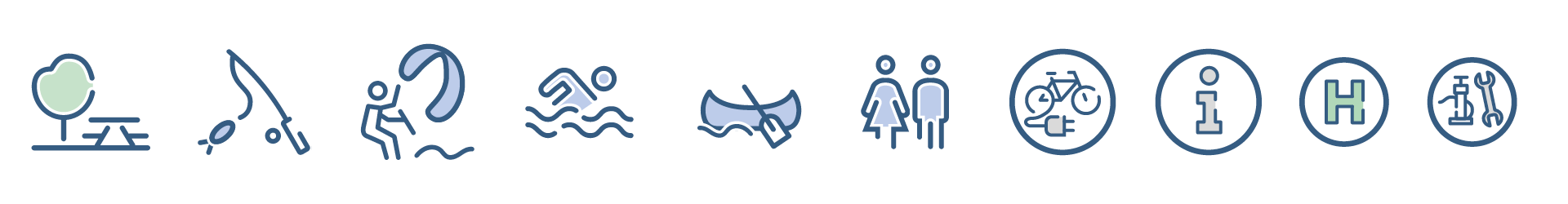 Zehn eigens für die Wanderkarte entwickelte Icons.