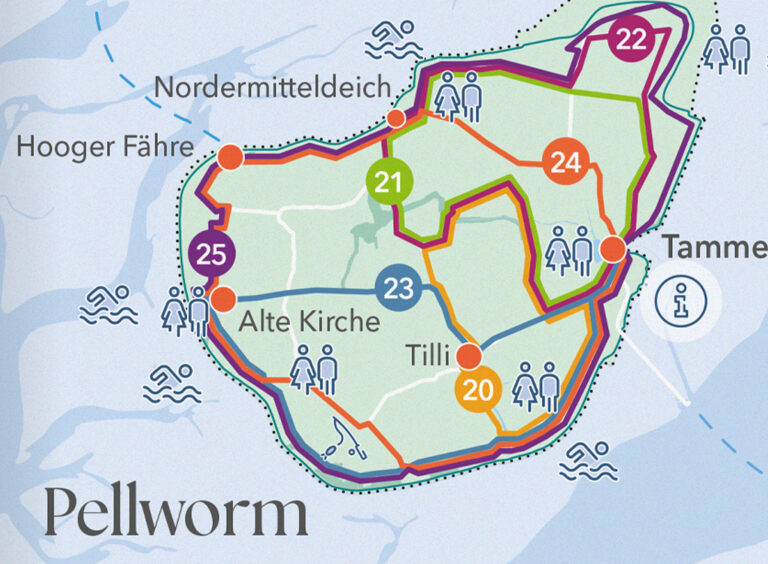 Die Kartenansicht verschiedener Routen.