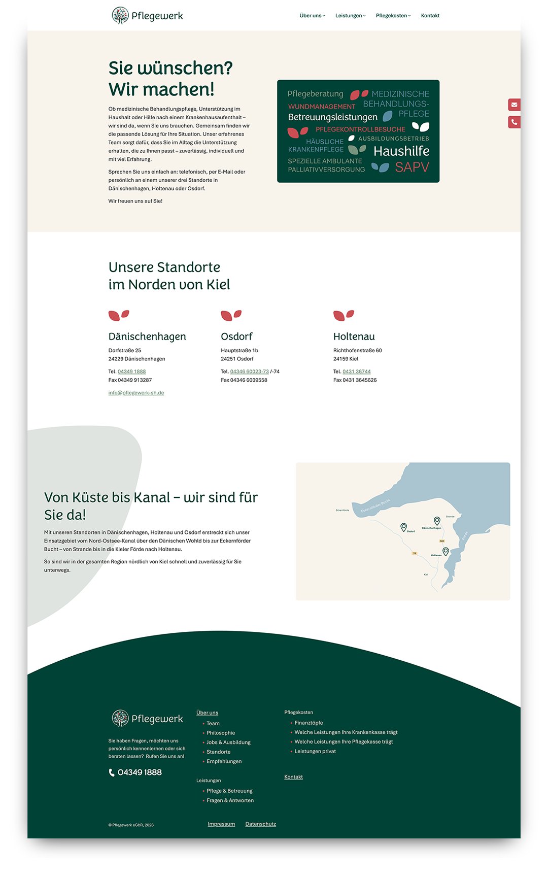 Die Darstellung der „Kontakt“-Seite.