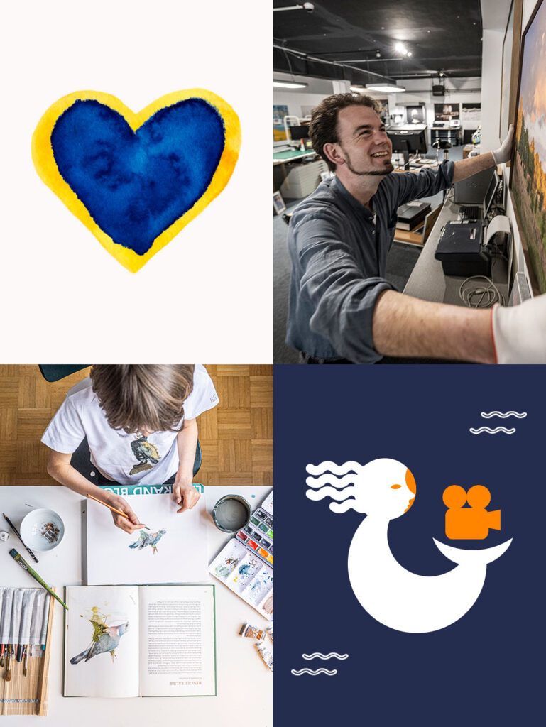 Eine Collage von Bildern und Grafiken deutet auf die Vielseitigkeit der unterstützten Projekte und Partner hin.
