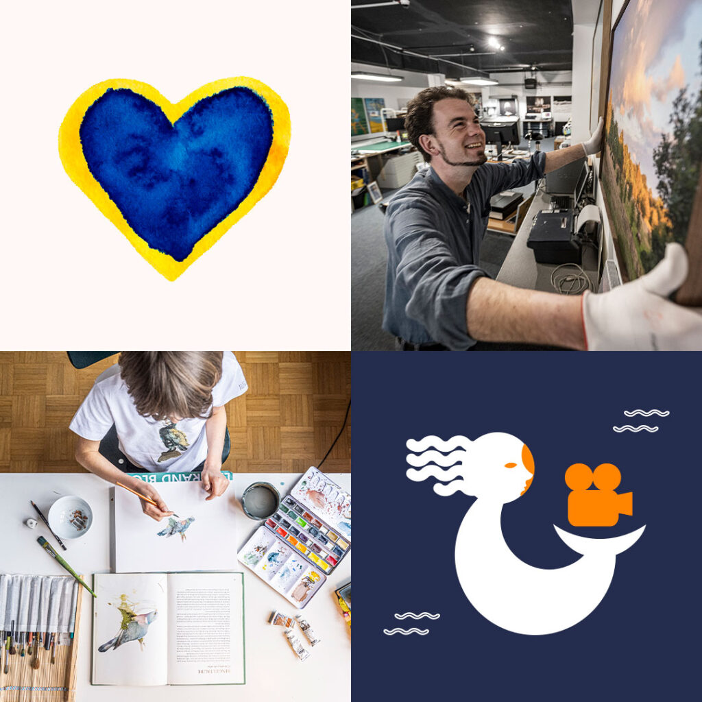 Eine Collage von Bildern und Grafiken deutet auf die Vielseitigkeit der unterstützten Projekte und Partner hin.