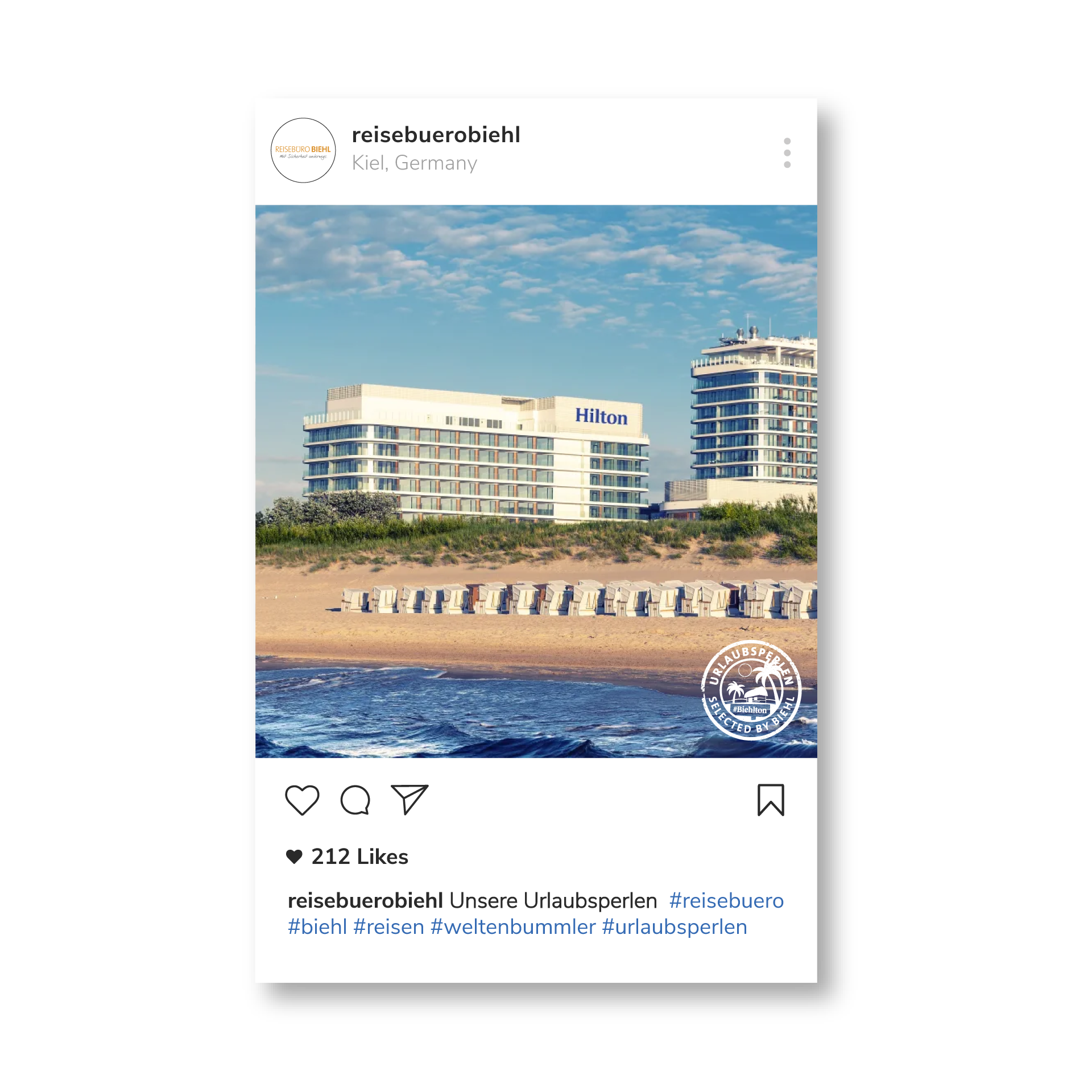 Social-Media-Post mit einer ausgewählten Urlaubsperle.