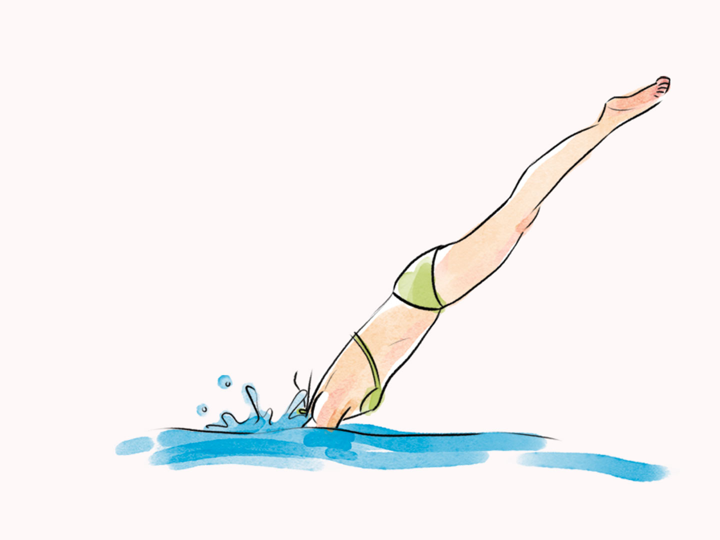 Schwimmerin im Meer als handgezeichnete Illustration für das Inselmagazin Pellworm.